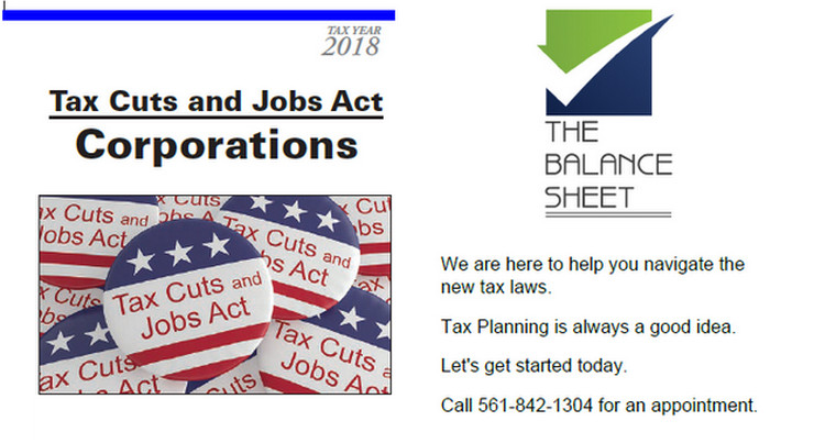 Tax Cuts and Jobs Acts information for Corporations in 2018